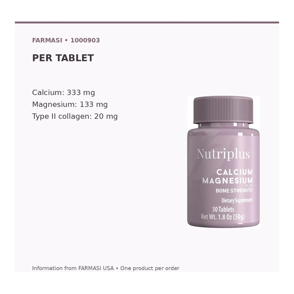 FARMASI Nutriplus Calcium Magnesium Plus – 30 Tablets – Verified ingredients and dosage FARMASI Nutriplus Calcium Magnesium Plus – 30 Tablets – Verified ingredients and dosage