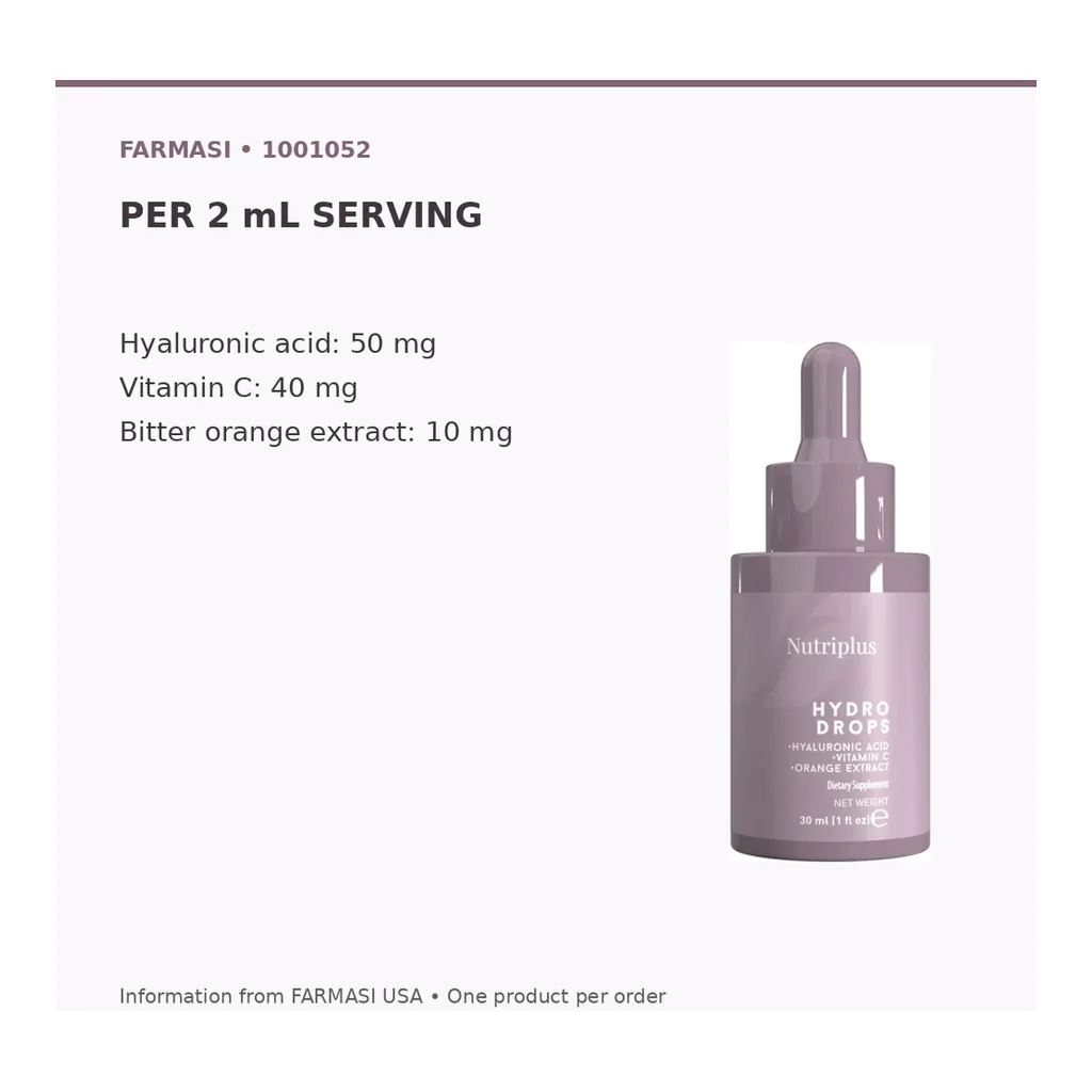FARMASI Nutriplus Hydro Drops – 30 mL – Verified ingredients and dosage FARMASI Nutriplus Hydro Drops – 30 mL – Verified ingredients and dosage