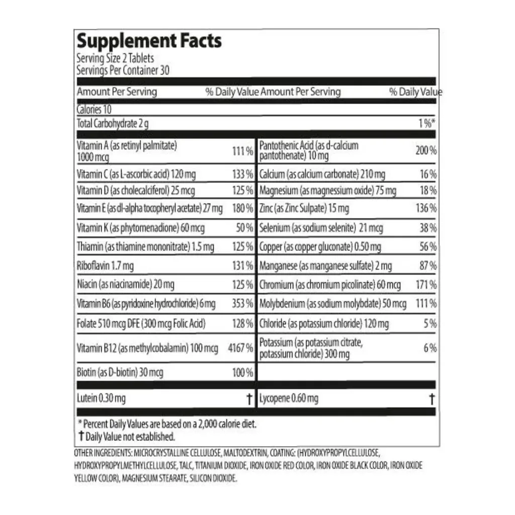 FARMASI Nutriplus Multivitamin and Mineral for Men, 60 Tablets – Official Supplement Facts FARMASI Nutriplus Multivitamin and Mineral for Men, 60 Tablets – Official Supplement Facts