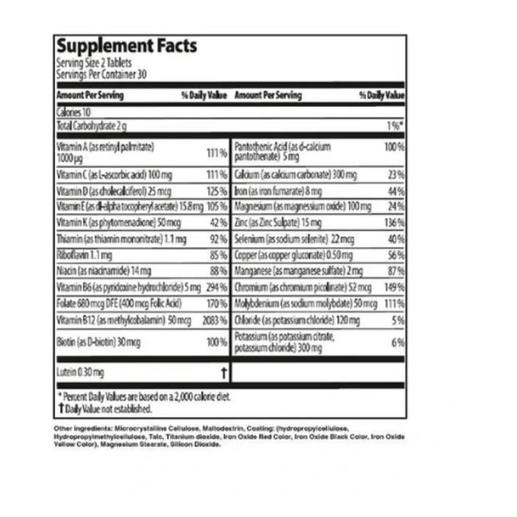 FARMASI Nutriplus Multivitamin and Mineral for Women, 60 Tablets – Official Supplement Facts FARMASI Nutriplus Multivitamin and Mineral for Women, 60 Tablets – Official Supplement Facts