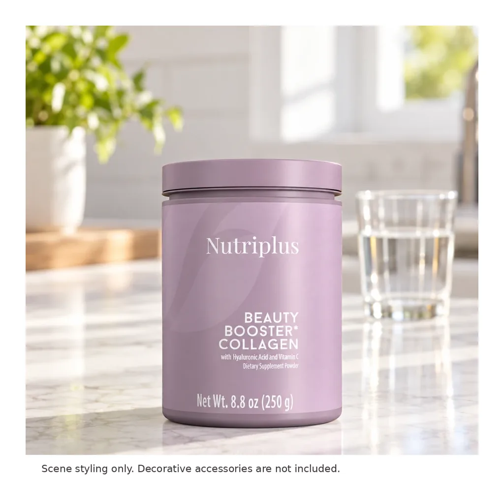 FARMASI Nutriplus Beauty Booster Collagen – Unflavored, 250 g – Styled product scene; accessories not included FARMASI Nutriplus Beauty Booster Collagen – Unflavored, 250 g – Styled product scene; accessories not included