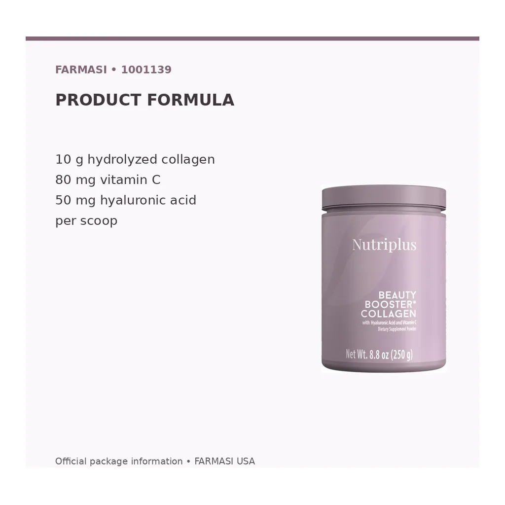FARMASI Nutriplus Beauty Booster Collagen – Unflavored, 250 g – Product formula FARMASI Nutriplus Beauty Booster Collagen – Unflavored, 250 g – Product formula
