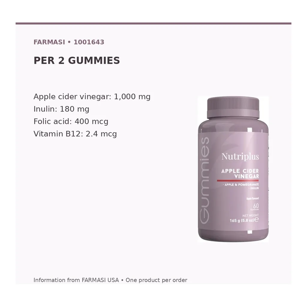 FARMASI Nutriplus Apple Cider Vinegar Gummies – 60 Gummies – Verified ingredients and dosage FARMASI Nutriplus Apple Cider Vinegar Gummies – 60 Gummies – Verified ingredients and dosage