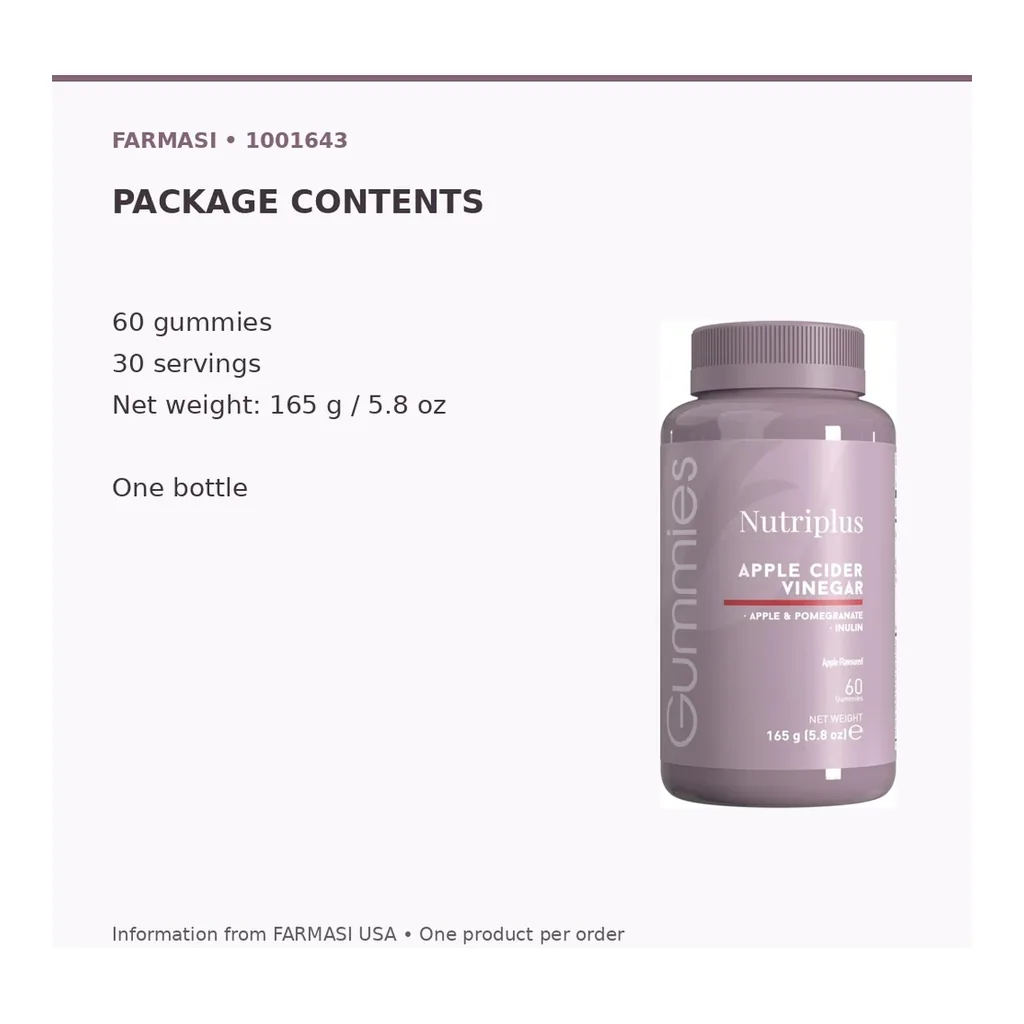 FARMASI Nutriplus Apple Cider Vinegar Gummies – 60 Gummies – Verified package contents FARMASI Nutriplus Apple Cider Vinegar Gummies – 60 Gummies – Verified package contents