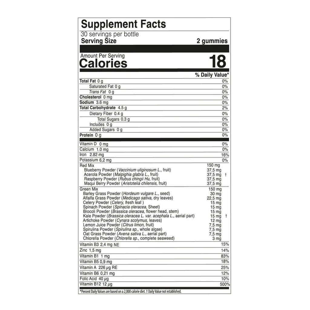 FARMASI Nutriplus Green & Berry Gummies, 60 Gummies – Official Supplement Facts FARMASI Nutriplus Green & Berry Gummies, 60 Gummies – Official Supplement Facts