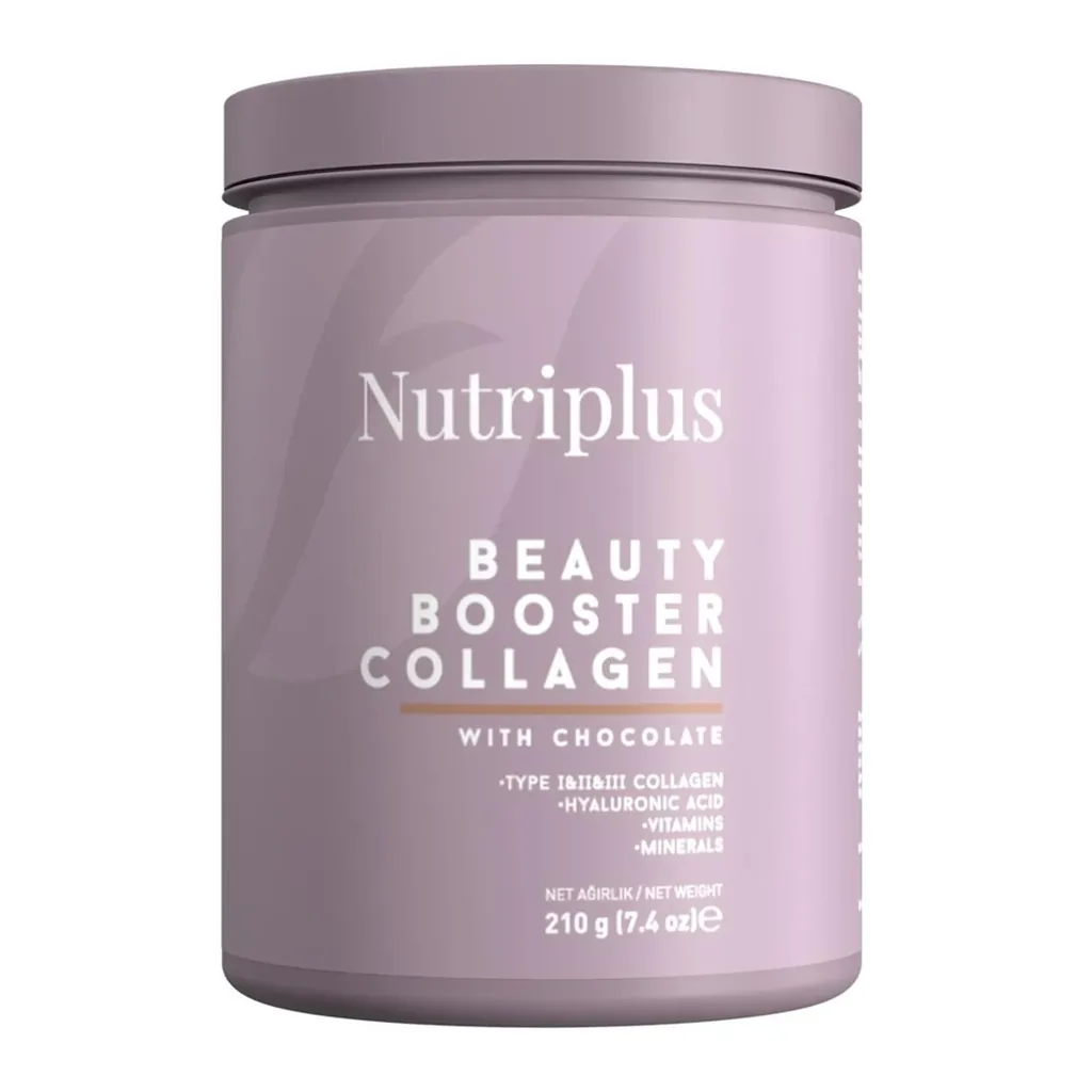 FARMASI Nutriplus Beauty Booster Collagen – Chocolate, 210 g – Front packaging on white background FARMASI Nutriplus Beauty Booster Collagen – Chocolate, 210 g – Front packaging on white background