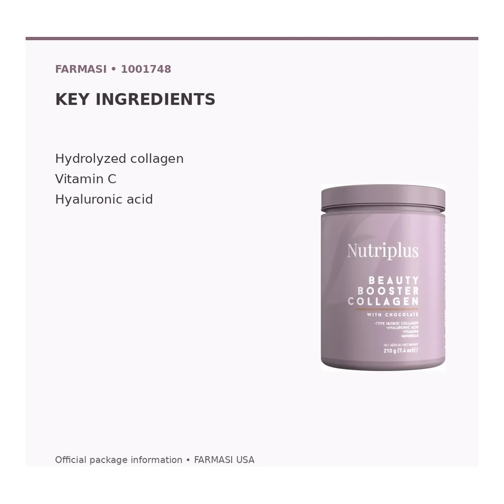 FARMASI Nutriplus Beauty Booster Collagen – Chocolate, 210 g – Key ingredients FARMASI Nutriplus Beauty Booster Collagen – Chocolate, 210 g – Key ingredients