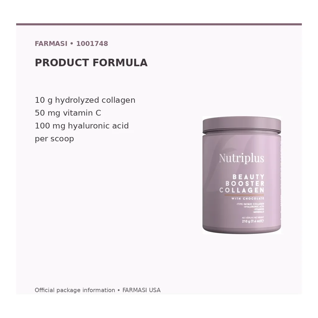 FARMASI Nutriplus Beauty Booster Collagen – Chocolate, 210 g – Product formula FARMASI Nutriplus Beauty Booster Collagen – Chocolate, 210 g – Product formula