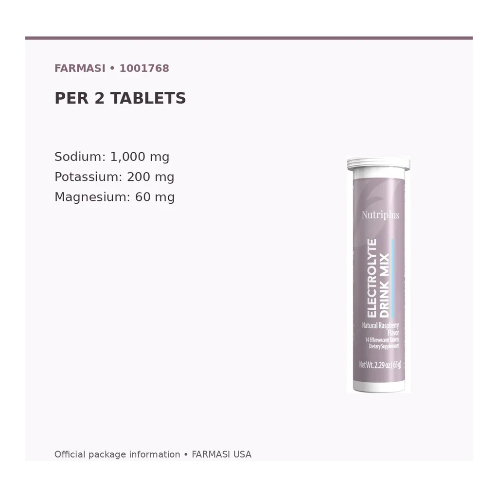 FARMASI Nutriplus Electrolyte Drink Mix, Natural Raspberry, 14 Effervescent Tablets – Verified ingredients and dosage FARMASI Nutriplus Electrolyte Drink Mix, Natural Raspberry, 14 Effervescent Tablets – Verified ingredients and dosage