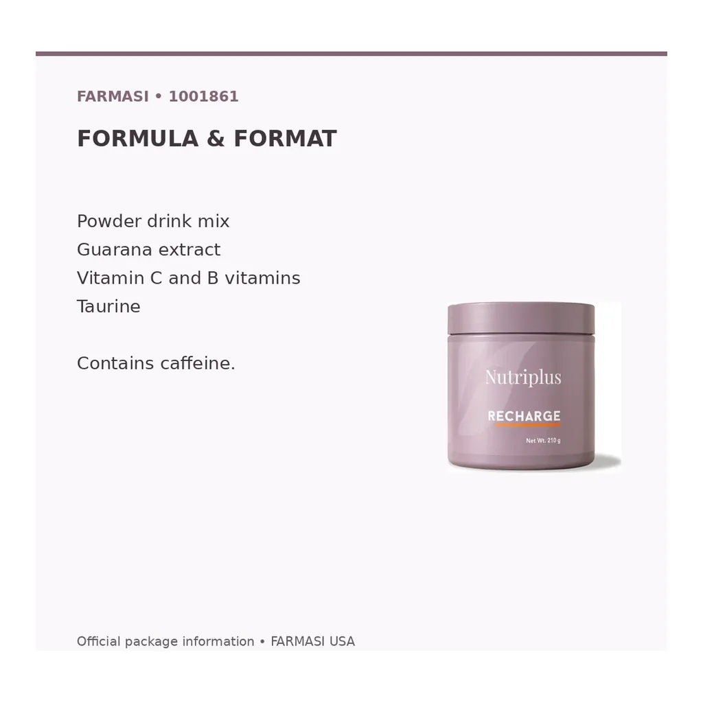 FARMASI Nutriplus Recharge — 210 g – Verified format and reference FARMASI Nutriplus Recharge — 210 g – Verified format and reference