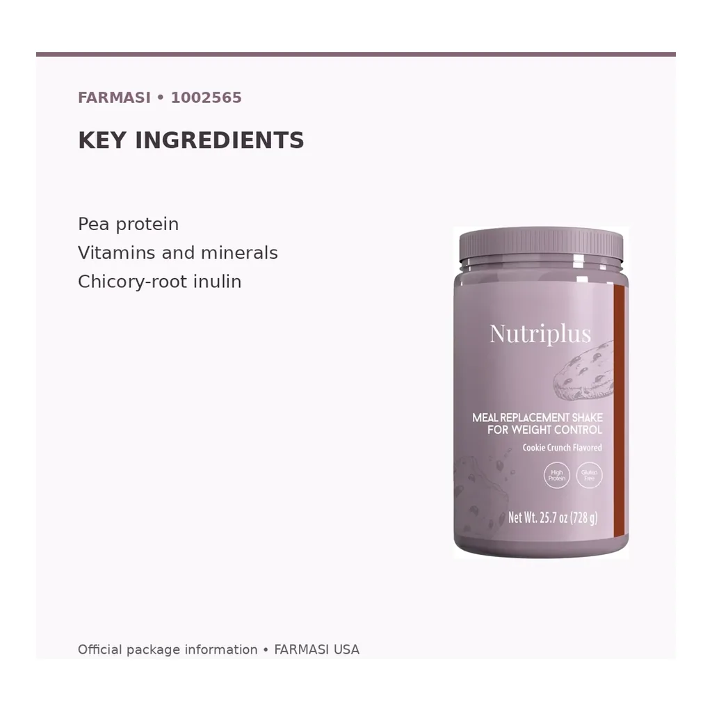 FARMASI Nutriplus Shake – Cookie Crunch, 728 g – Key ingredients FARMASI Nutriplus Shake – Cookie Crunch, 728 g – Key ingredients