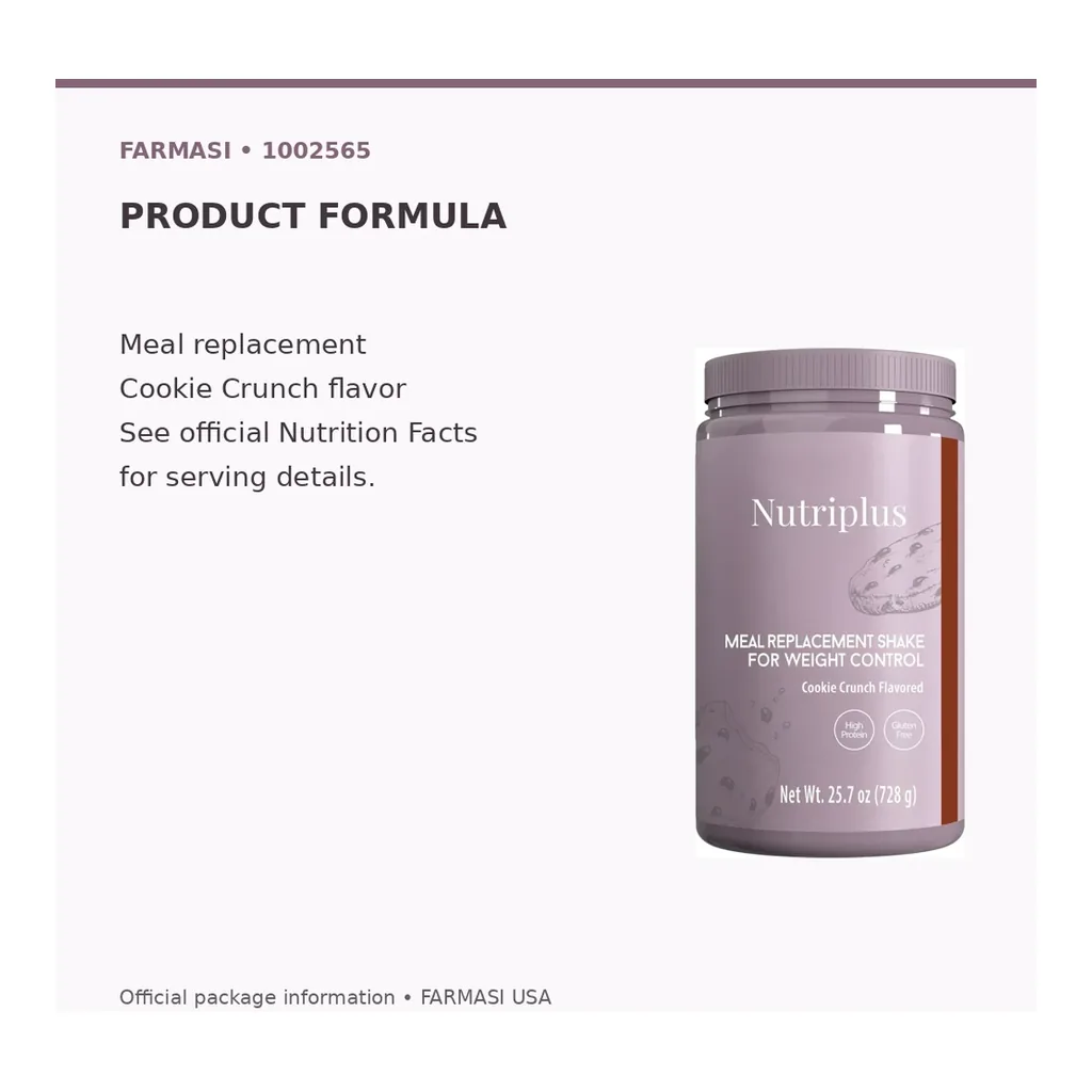 FARMASI Nutriplus Shake – Cookie Crunch, 728 g – Product formula FARMASI Nutriplus Shake – Cookie Crunch, 728 g – Product formula
