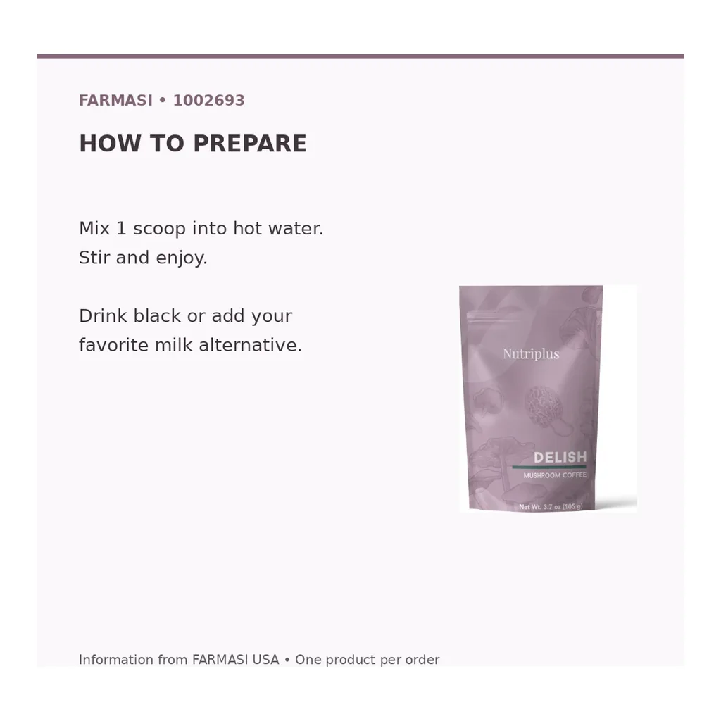 FARMASI Delish Mushroom Coffee 105 g — Directions for use FARMASI Delish Mushroom Coffee 105 g — Directions for use