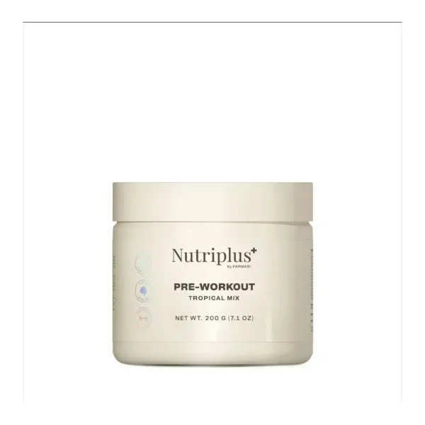 Farmasi Nutriplus+ Pre-Workout Tropical Mix — image 1 of 9 Farmasi Nutriplus+ Pre-Workout Tropical Mix product jar on white background