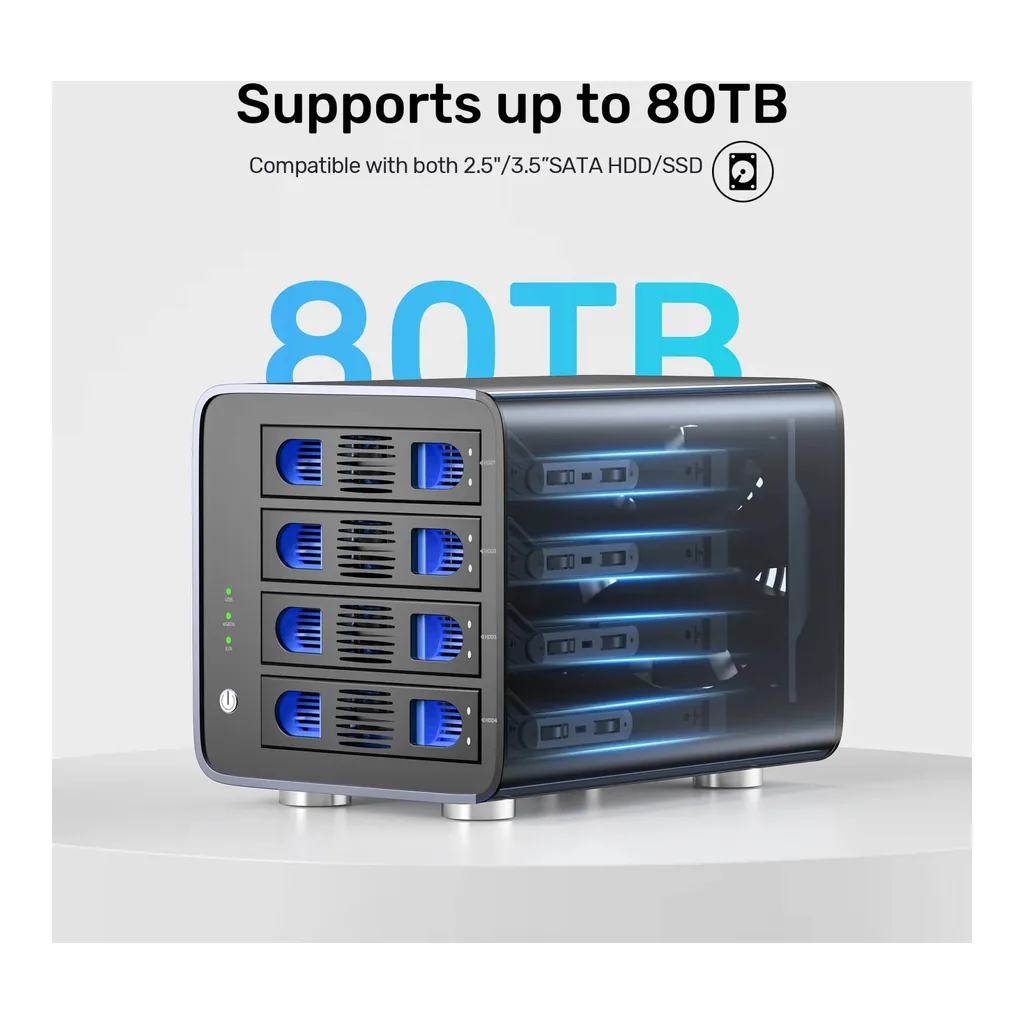 100561b229ab5a129c7bc082531fc38e-hi.jpg UNITEK 4-Bay RAID External Hard Drive Enclosure, Up to 80TB, USB 5Gbps, 2.5/3.5-inch SATA HDD/SSD, RAID 0/1/3/5/10, CLONE, JBOD, PM, Plug & Play, Space Grey | S1301AGY01-UK