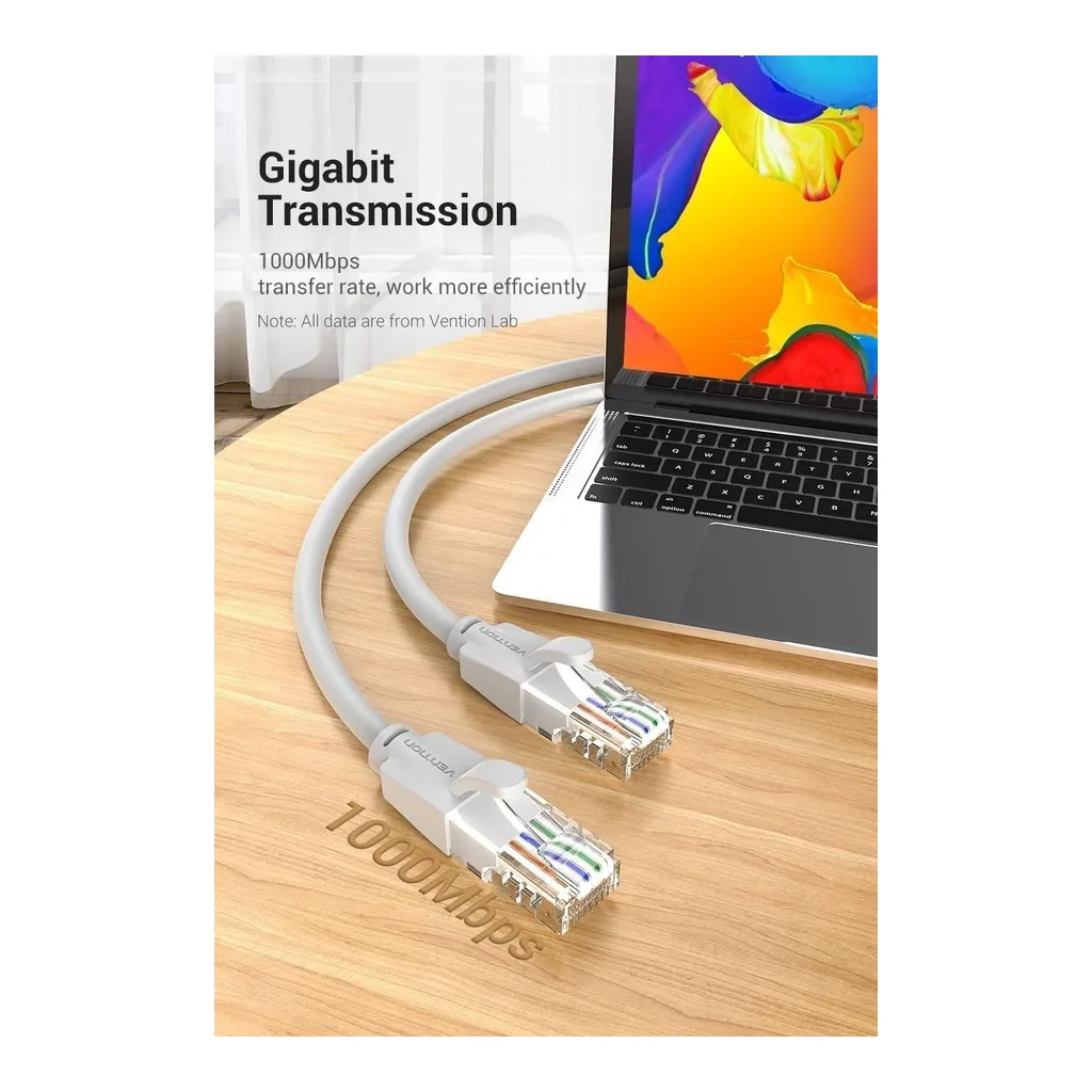 10c04e1b7434651c8438212b2489ed6f-hi.jpg Vention Cat 6 UTP Round Patch Cable, 1000Mbps Maximum Speed, PVC Enclosure, 0.1 Meter Length, 10 Pack, Gray