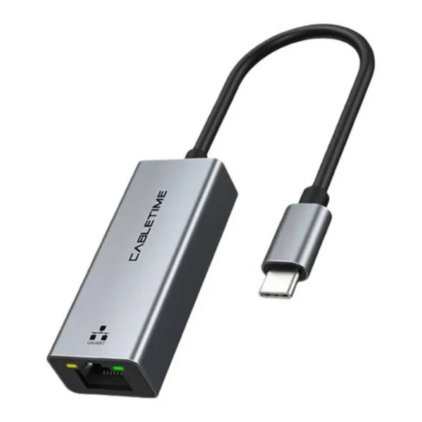114e3741981a03bec7a2320a8ffeeca6-md.jpg Cabletime CB51G USB C to Rj45 Ethernet Adapter, 10/100/1000Mbps Transmission Rate, RJ45 Female with LED Output, Plug and Play, Aluminum Shell + ABS Material, Gray | CT-CML1000-AG