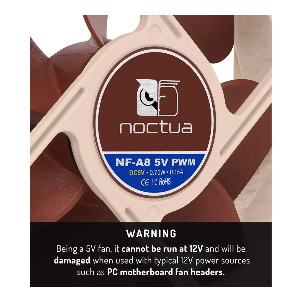 Noctua NF A8 5V PWM 80mm Cooling Fan, Brown - Image 7 Noctua NF A8 5V PWM 80mm Cooling Fan, Brown