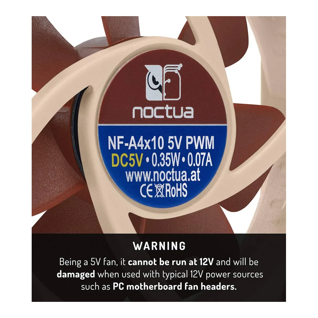 Noctua NF A4x10 5V PWM 40mm Cooling Fan, Brown - Image 7 Noctua NF A4x10 5V PWM 40mm Cooling Fan, Brown