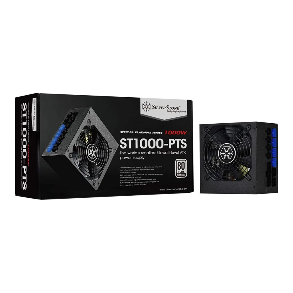 142fdabd0cbc4b918bbaef2adb3ae585-hi.jpg SilverStone Technology 1000 Watt Fully Modular 80 Plus Platinum Power Supply in Ultra Compact 140mm in Depth | SST-ST1000-PTS