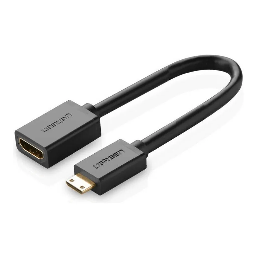 16c3a2781b0f5be0e16269542fe3fd6f-hi.jpg UGREEN 20137 Mini HDMI Male to HDMI Female Cable 22CM Adapter, Up to 4K/60Hz Max Resolution, Real 3D Effect, Transmission Speed 10Gbps, Audio-Video Sync, Black