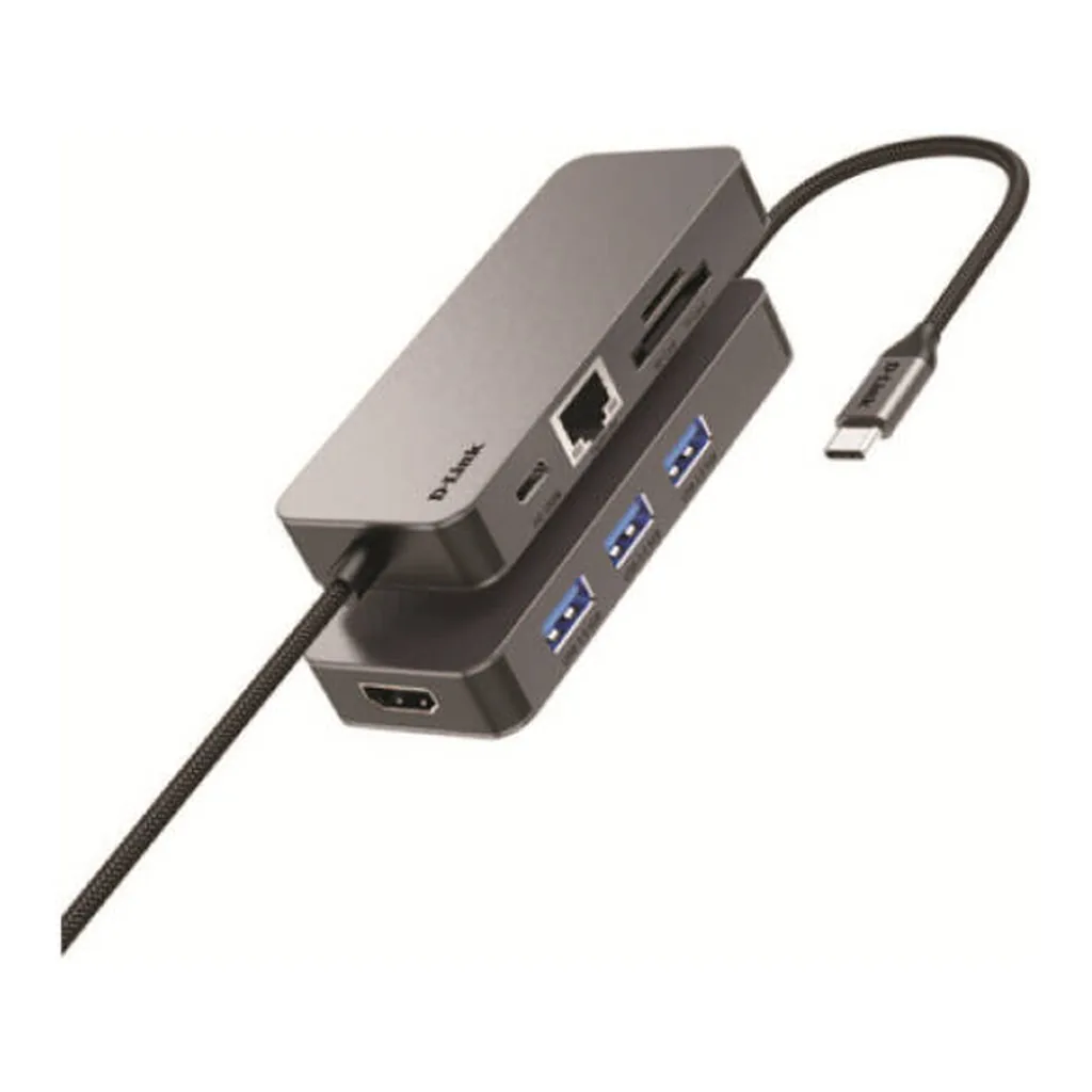 17d4f98f4fa01de1cd6d6de4efc74e99-md.jpg DLINK 8-in-1 USB -C Adapter, 3x USB-A 3.1, HDMI 4K@60Hz, Gigabit RJ45, USB-C PD 100W, SD/TF Card Slots, Grey | DUB-C108