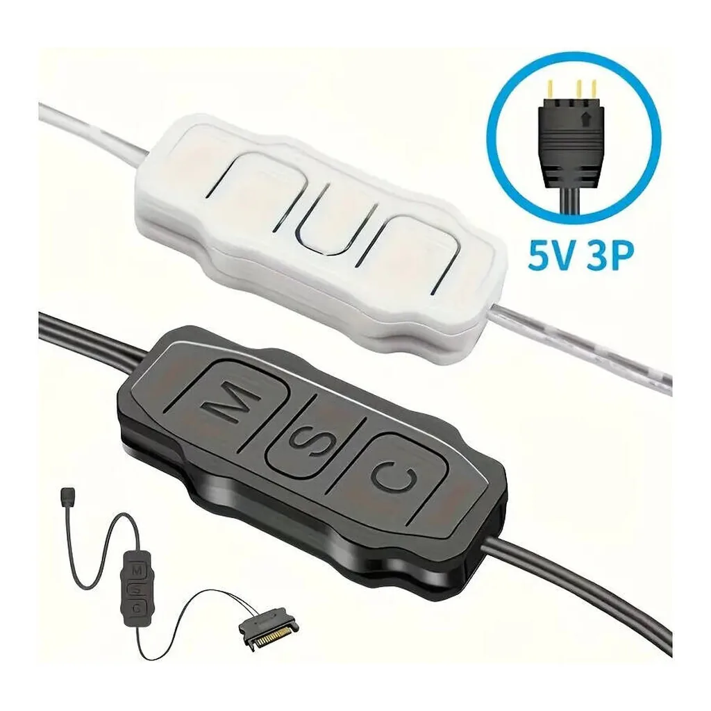 WANGCL 5V 3-Pin ARGB Lighting Controller with SATA Power, White | CP018905 - Image 7 WANGCL 5V 3-Pin ARGB Lighting Controller with SATA Power, White | CP018905