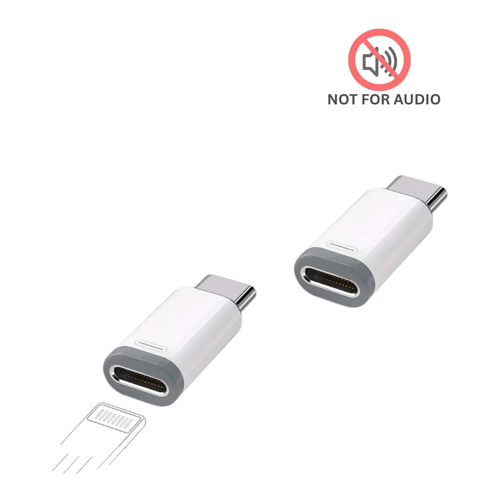 1a030b68-8761-4c45-9539-7d06bfae1cdb.jpg Qixxronics - Lightning to USB-C Adapter, (2-Pack) Lightning Female to USB C Male Adapter Data Transfer & Charging NOT FOR AUDIO/OTG - White