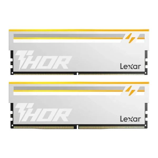 Lexar THOR RGB 2nd Gen DDR5 Desktop Memory, 32GB (2x 16GB) Capacity, 6000 MT/s Speed, CL38 CAS Latency, 288-Pin, Intel XMP 3.0 & AMD EXPO, Silver | LD5U16G60C38SV-RGD - Image 1 Lexar THOR RGB 2nd Gen DDR5 Desktop Memory, 32GB (2x 16GB) Capacity, 6000 MT/s Speed, CL38 CAS Latency, 288-Pin, Intel XMP 3.0 & AMD EXPO, Silver | LD5U16G60C38SV-RGD - Image 1