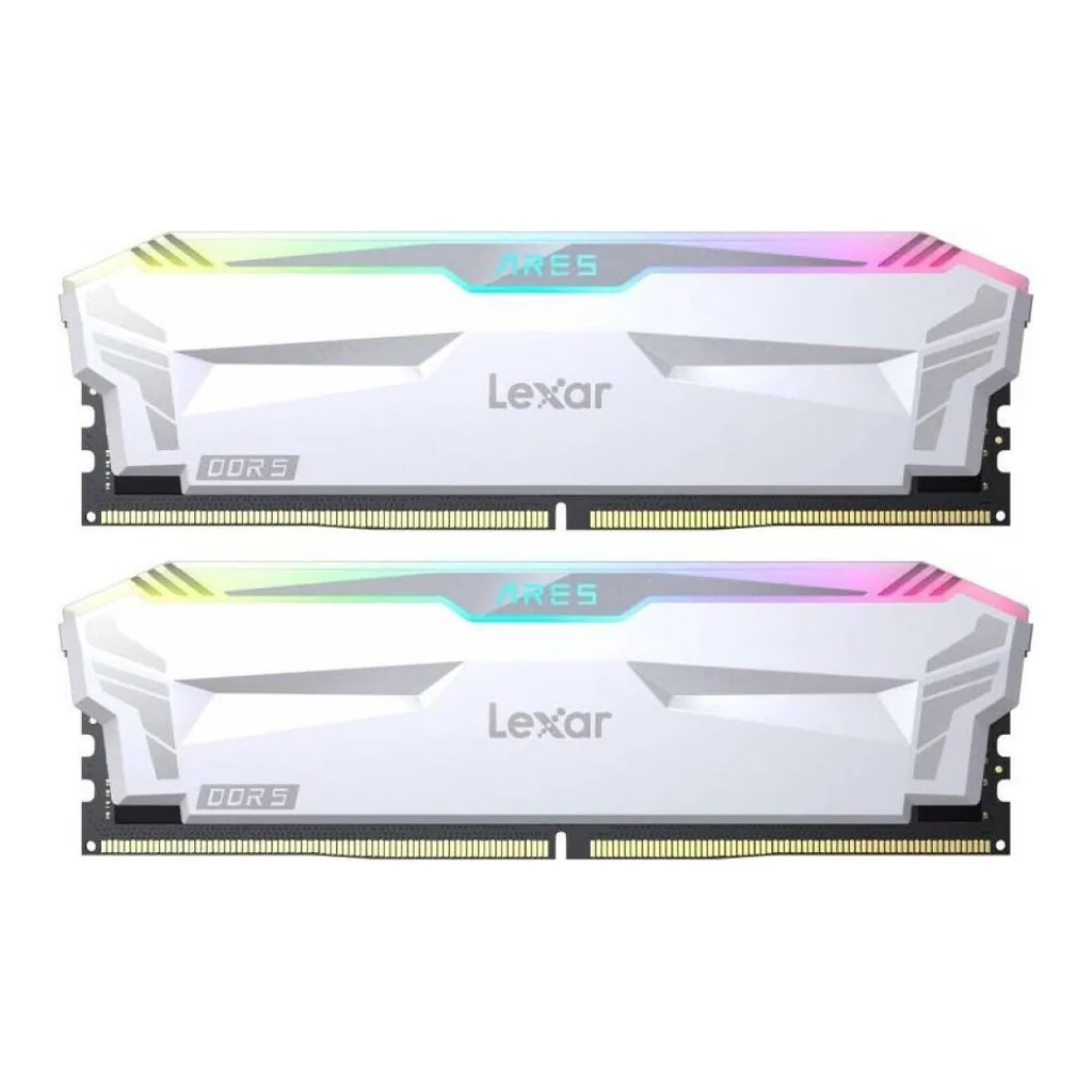 Lexar Ares RGB DDR5 Desktop Memory, 32GB (2x 16GB) Capacity, 6800 MHz Memory Speed, CL34 CAS Latency, 1.4 Voltage, 288-Pin, Support Intel XMP 3.0 & AMD EXPO, White | LD5U16G68C34WA-RGD - Image 1 Lexar Ares RGB DDR5 Desktop Memory, 32GB (2x 16GB) Capacity, 6800 MHz Memory Speed, CL34 CAS Latency, 1.4 Voltage, 288-Pin, Support Intel XMP 3.0 & AMD EXPO, White | LD5U16G68C34WA-RGD - Image 1