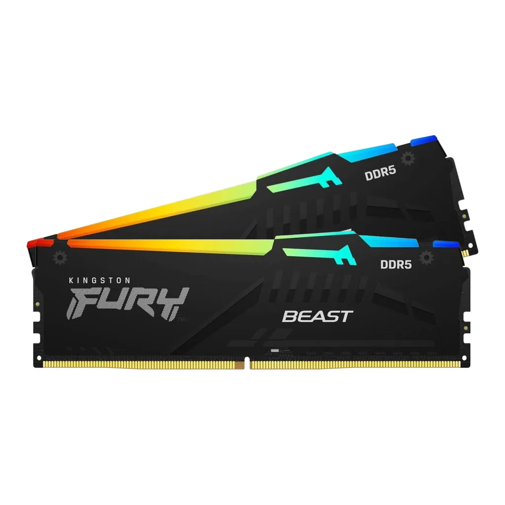 Kingston Fury Beast RGB 64GB (2x 32GB) DDR5 Desktop Memory Kit, 5200MT/s Memory Speed, CL40 CAS Latency, 288-Pin Kit, Intel XMP 3.0 & AMD Expo Profile, Black | KF552C40BB2AK2-64 - Image 3 Kingston Fury Beast RGB 64GB (2x 32GB) DDR5 Desktop Memory Kit, 5200MT/s Memory Speed, CL40 CAS Latency, 288-Pin Kit, Intel XMP 3.0 & AMD Expo Profile, Black | KF552C40BB2AK2-64 - Image 3