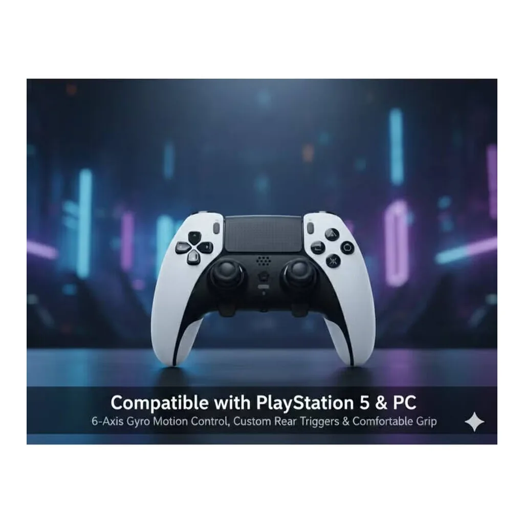 1db6d140ca700f36073dd7143d14eca1-hi.jpg EpicArma PS5 & PC Wireless Controller, DualSense Edge Style Bluetooth Gamepad, 6-Axis Gyro, Custom Rear Triggers, Dual Vibration Feedback, Precision Analog Sticks & Responsive Triggers, White