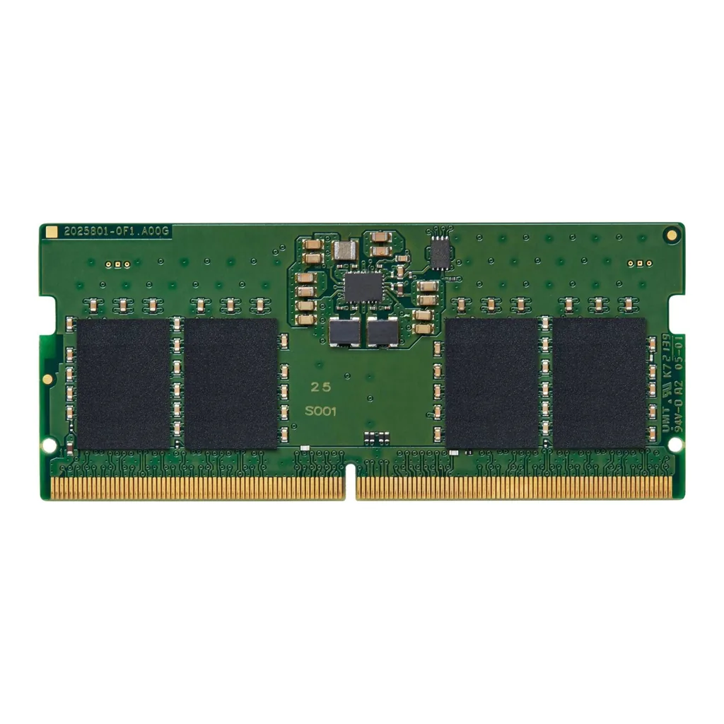 Kingston DDR5 ValueRAM 8GB Laptop SODIMM Memory, 5600MT/s Memory Speed, CL46 CAS Latency, Non-ECC, 1.1 Voltage, 262-Pin | KVR56S46BS6-8 - Image 1 Kingston DDR5 ValueRAM 8GB Laptop SODIMM Memory, 5600MT/s Memory Speed, CL46 CAS Latency, Non-ECC, 1.1 Voltage, 262-Pin | KVR56S46BS6-8 - Image 1