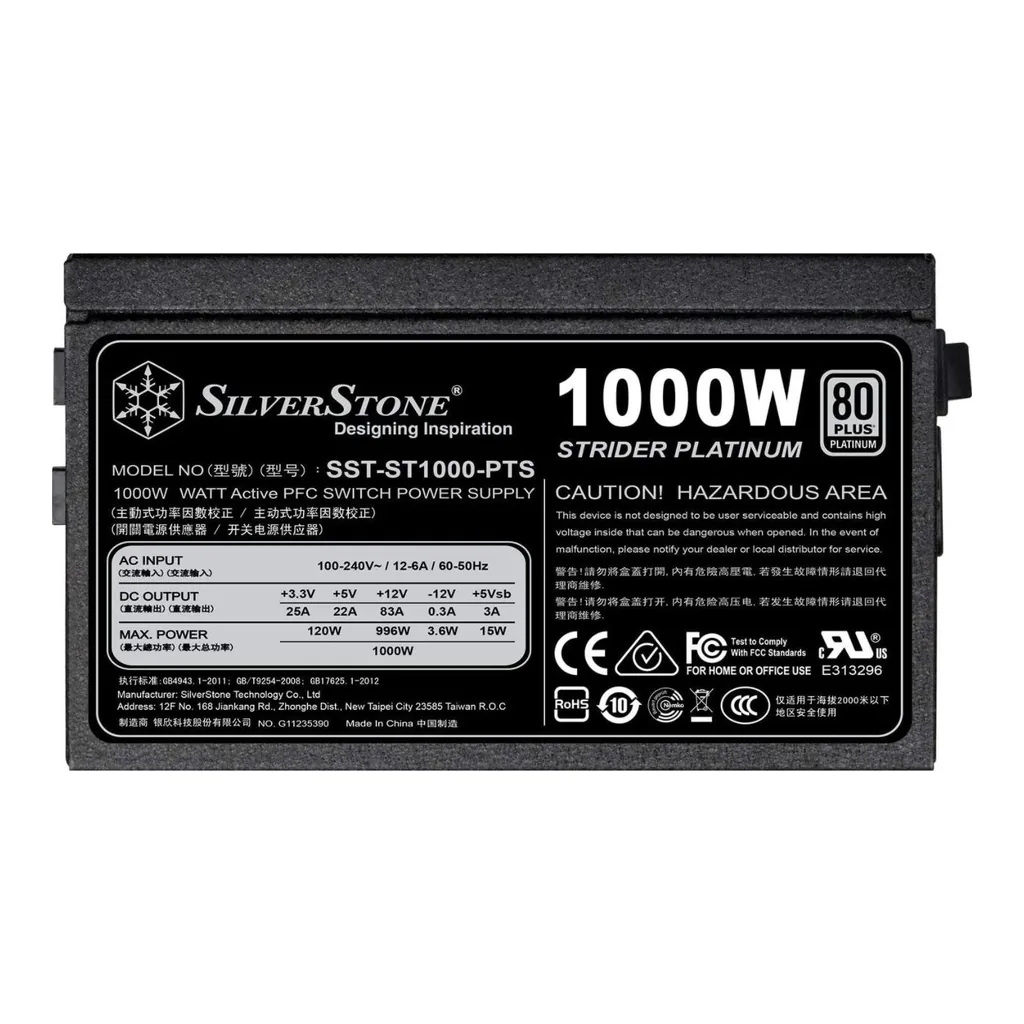 1e1df51e6ce3966e943f6ee9e70226b6-hi.jpg SilverStone Technology 1000 Watt Fully Modular 80 Plus Platinum Power Supply in Ultra Compact 140mm in Depth | SST-ST1000-PTS