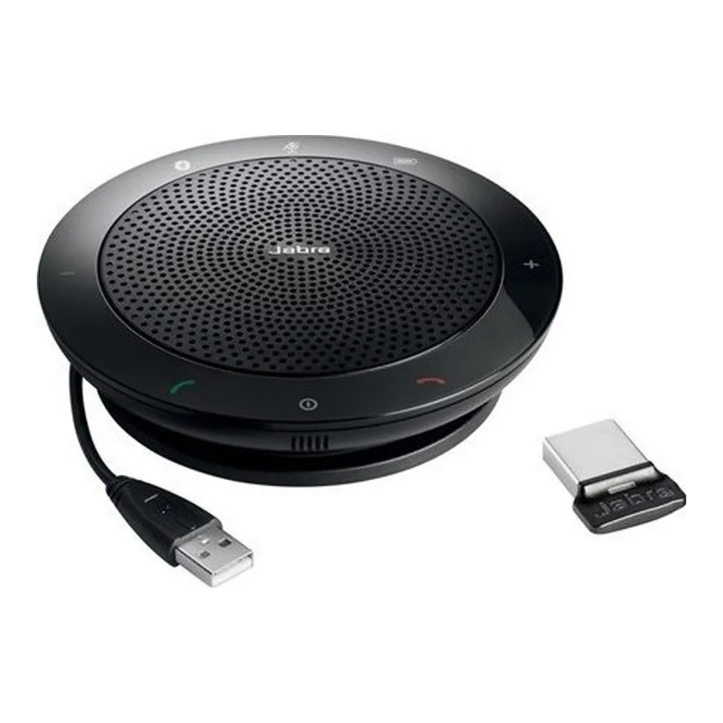 203e38431661300f8721c04b6663c20c-hi.jpg Jabra Speak 510+ Speaker Phone - Microsoft Certified Portable Conference Speaker with Bluetooth Adapter and USB - Connect with Laptops, Smartphones and Tablets, Black