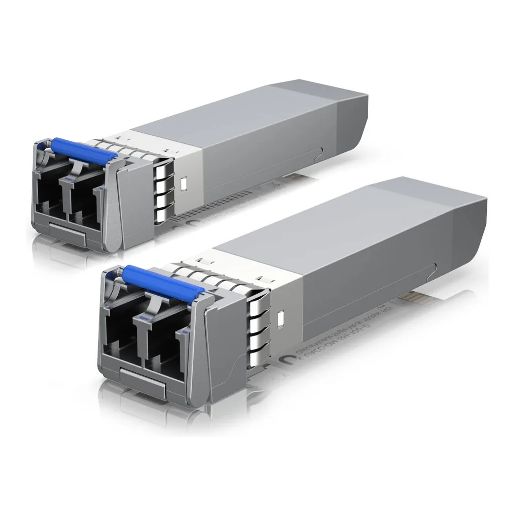 2091f0dc5da63fd37a0c0d946905f62a-hi.jpg Ubiquiti UACC OM SM 10G D SFP+ Optical Module, 10Gbps Single Mode Fiber Transceiver, Duplex LC Connector, 10km Range, UniFi Compatible, Pack of 2 | UACC-OM-SM-10G-D-2