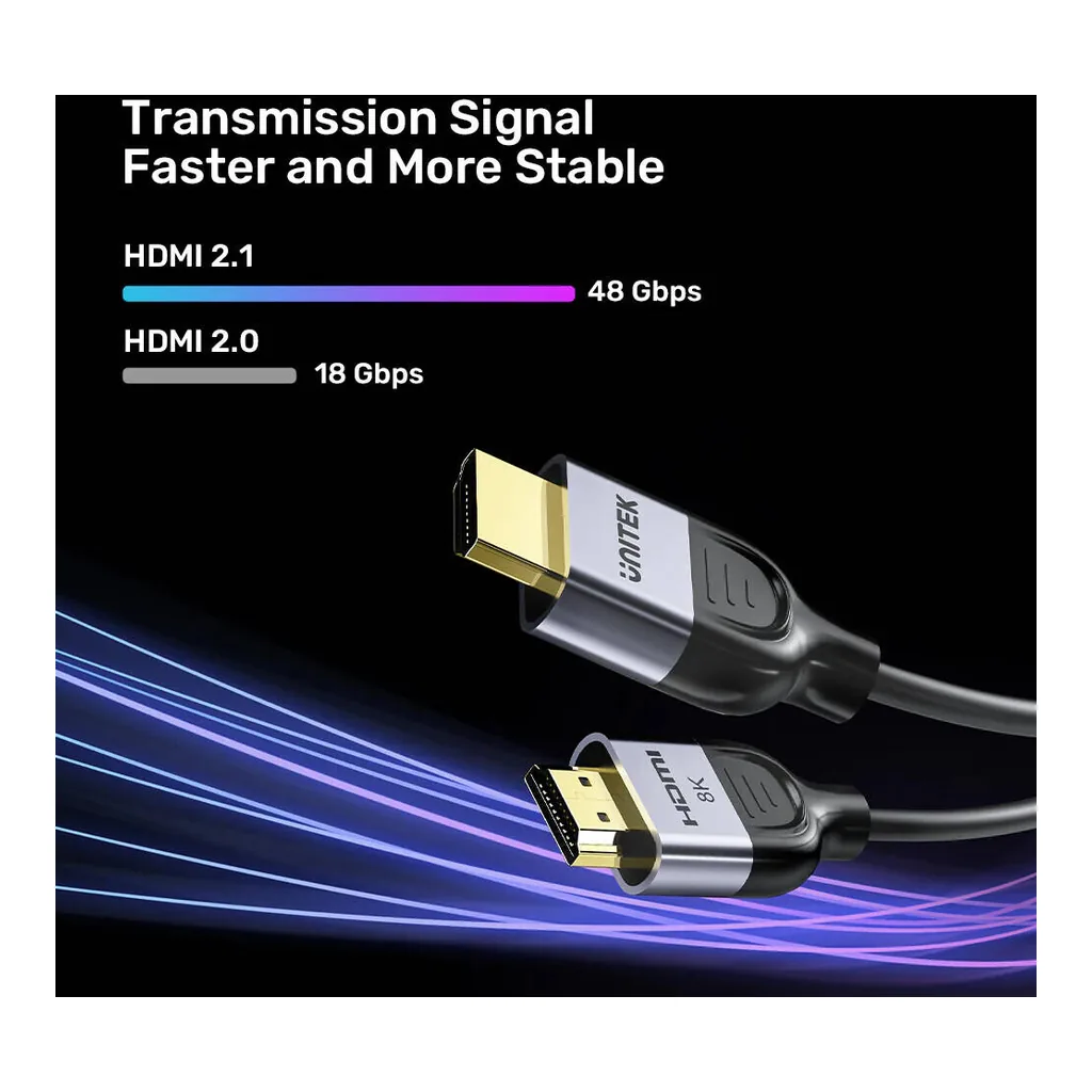 20f160e23192a577bcdaf8fe899921e6-hi.jpg Unitek Gaming 8K@60Hz HDMI 2.1 Cable, 8K@60Hz Resolution, Up To 48Gbps Data Transmission, HDCP & Dynamic HDR Technology, Quick Media Switching, 5M Cable Length, Black