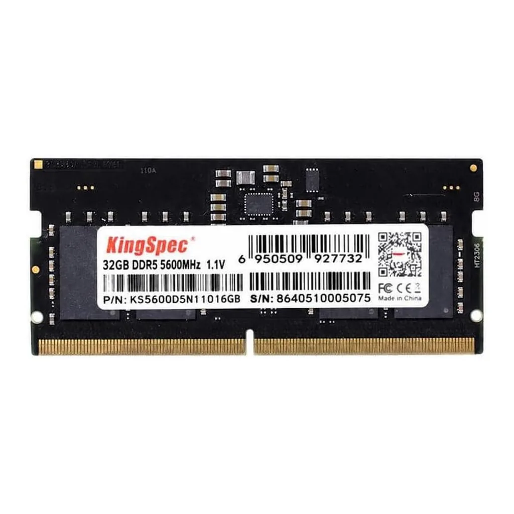 KingSpec DDR5 Laptop Memory, 32GB Capacity, 5600MT/s Speed, 262-Pin SODIMM Interface, 1.1V Voltage, On-Die ECC, Built-in PMIC | KS5600D5N11032G - Image 2 KingSpec DDR5 Laptop Memory, 32GB Capacity, 5600MT/s Speed, 262-Pin SODIMM Interface, 1.1V Voltage, On-Die ECC, Built-in PMIC | KS5600D5N11032G - Image 2