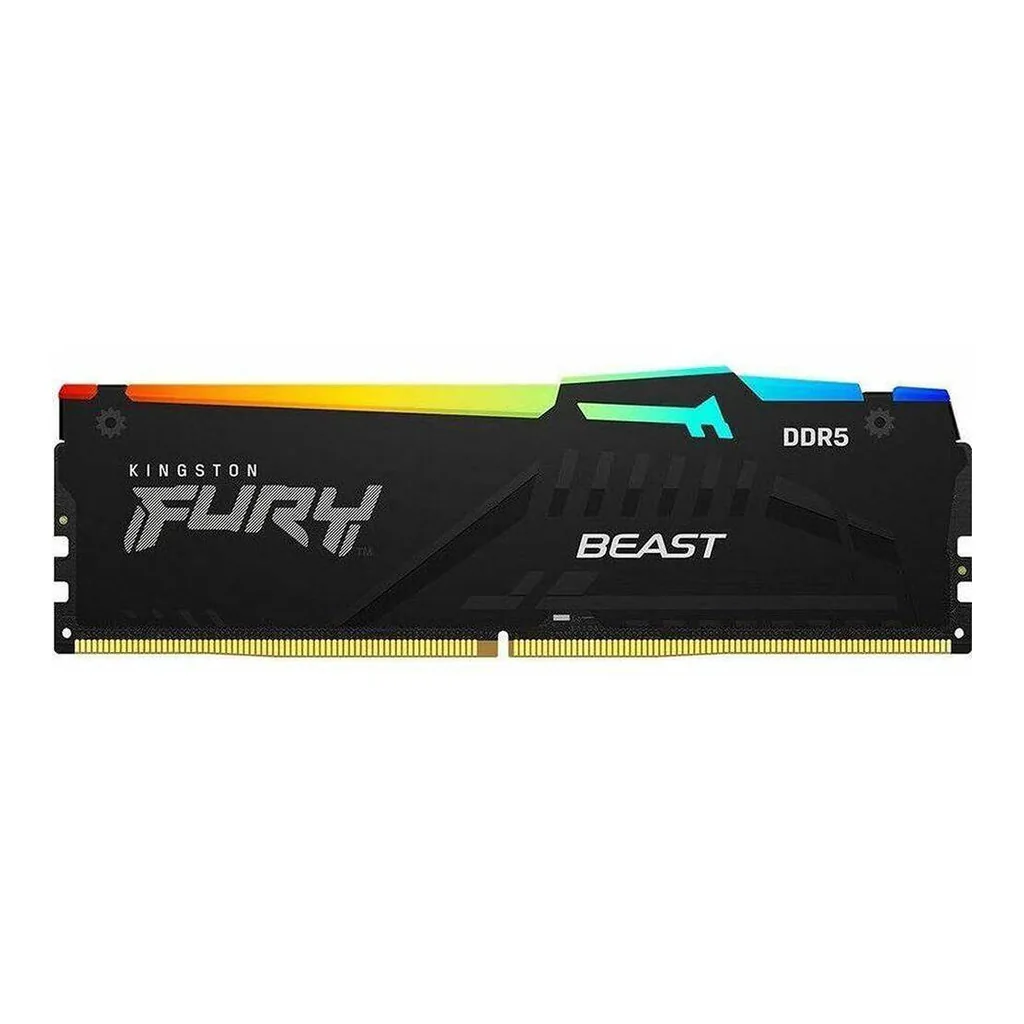 Kingston Fury Beast RGB 64GB DDR5 Desktop Memory, 5600Mhz Speed, CL40 Cas Latency, 1.25V Voltage, 288 Pin, Single Module, Non-ECC Unbuffered DIMM, Black | KF556C40BBA-64 - Image 3 Kingston Fury Beast RGB 64GB DDR5 Desktop Memory, 5600Mhz Speed, CL40 Cas Latency, 1.25V Voltage, 288 Pin, Single Module, Non-ECC Unbuffered DIMM, Black | KF556C40BBA-64 - Image 3