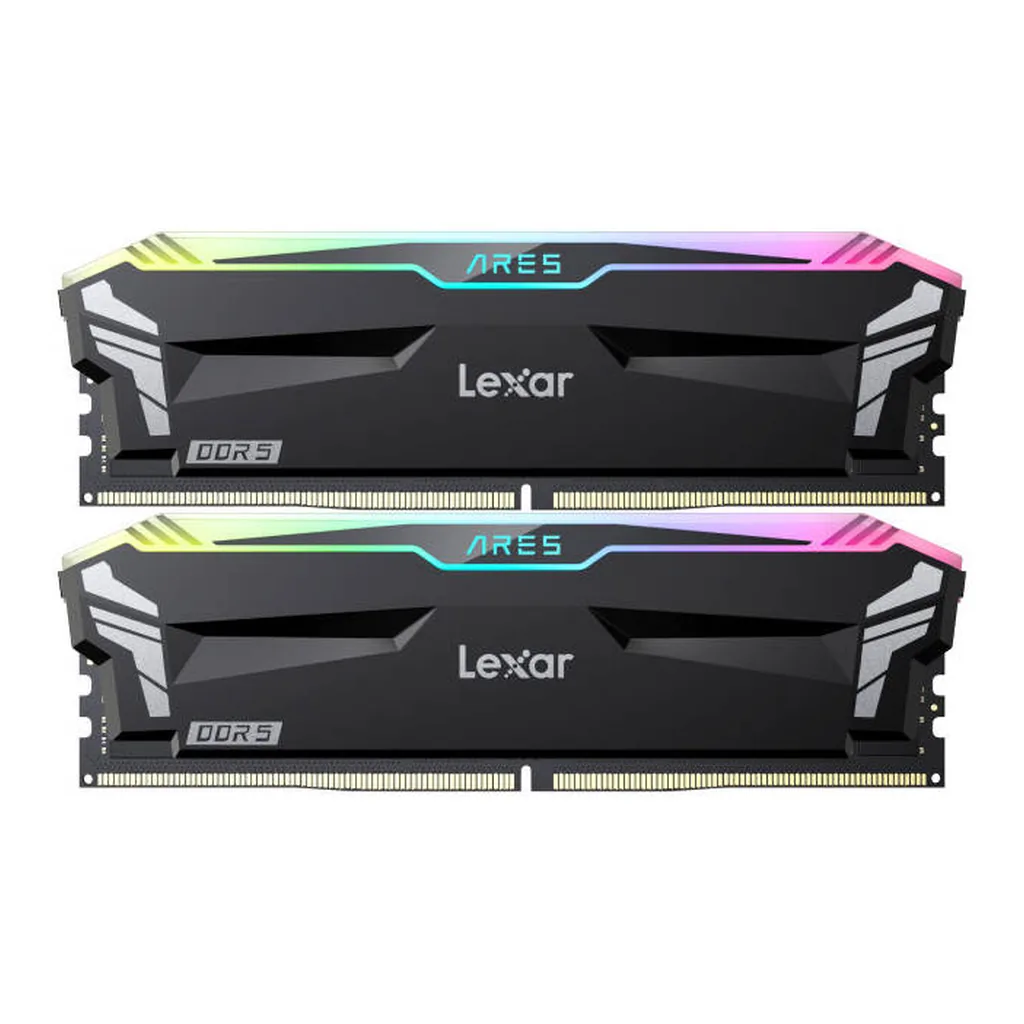 Lexar Ares RGB DDR5 Desktop Memory, 32GB (2x 16GB) Capacity, 6400 MHz Memory Speed, CL32 CAS Latency, 1.4 Voltage, 288-Pin, Support Intel XMP 3.0 & AMD EXPO | LD5EU016G-R6400GDLA - Image 1 Lexar Ares RGB DDR5 Desktop Memory, 32GB (2x 16GB) Capacity, 6400 MHz Memory Speed, CL32 CAS Latency, 1.4 Voltage, 288-Pin, Support Intel XMP 3.0 & AMD EXPO | LD5EU016G-R6400GDLA - Image 1