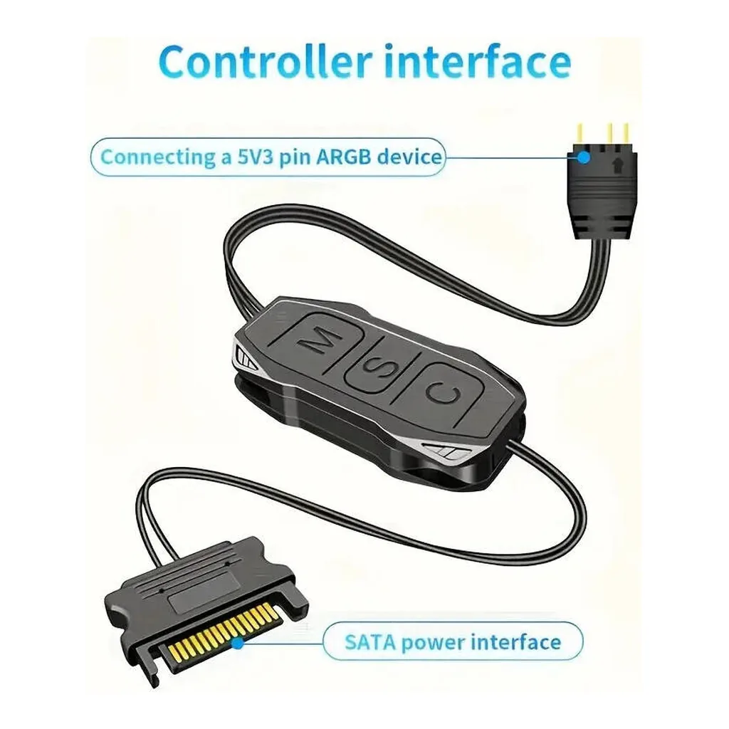 WANGCL 5V 3-Pin ARGB Lighting Controller with SATA Power, White | CP018905 - Image 3 WANGCL 5V 3-Pin ARGB Lighting Controller with SATA Power, White | CP018905
