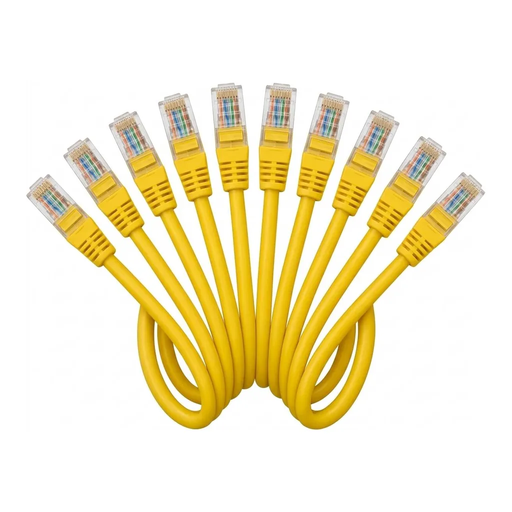 24279680d2bed024c56231eefbd419ac-hi.jpg AICO 1M Cat6 RJ45 UTP Network Cable, Yellow, Pack of 10 Cables