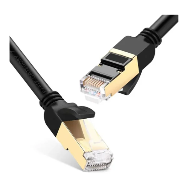 260094d8256cc00d39e5a7de42061405-hi.jpg UGREEN NW107 RJ45/Cat 7 STP Round Wire Network Cable, 10Gbps High Speed, Gold Platted, 26 AWG, Plug & Play, Universal Compatibility Support All Devices With RJ45 Port, 10 Meter, Black