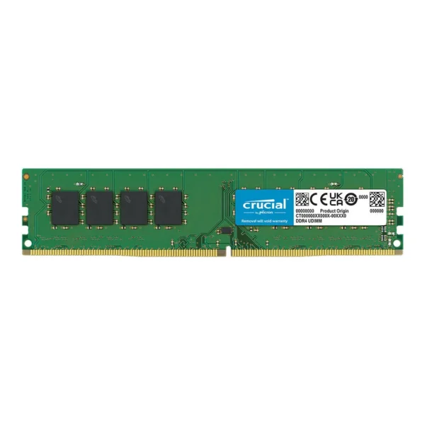 Crucial DDR4-3200 UDIMM Memory, 16GB Capacity, 3200 MHz Clock Speed, PC4-25600, 22 CAS Latency, 1.2 Voltage, Unbuffered, Non-ECC | CT16G4DFRA32A - Image 1 Crucial DDR4-3200 UDIMM Memory, 16GB Capacity, 3200 MHz Clock Speed, PC4-25600, 22 CAS Latency, 1.2 Voltage, Unbuffered, Non-ECC | CT16G4DFRA32A - Image 1