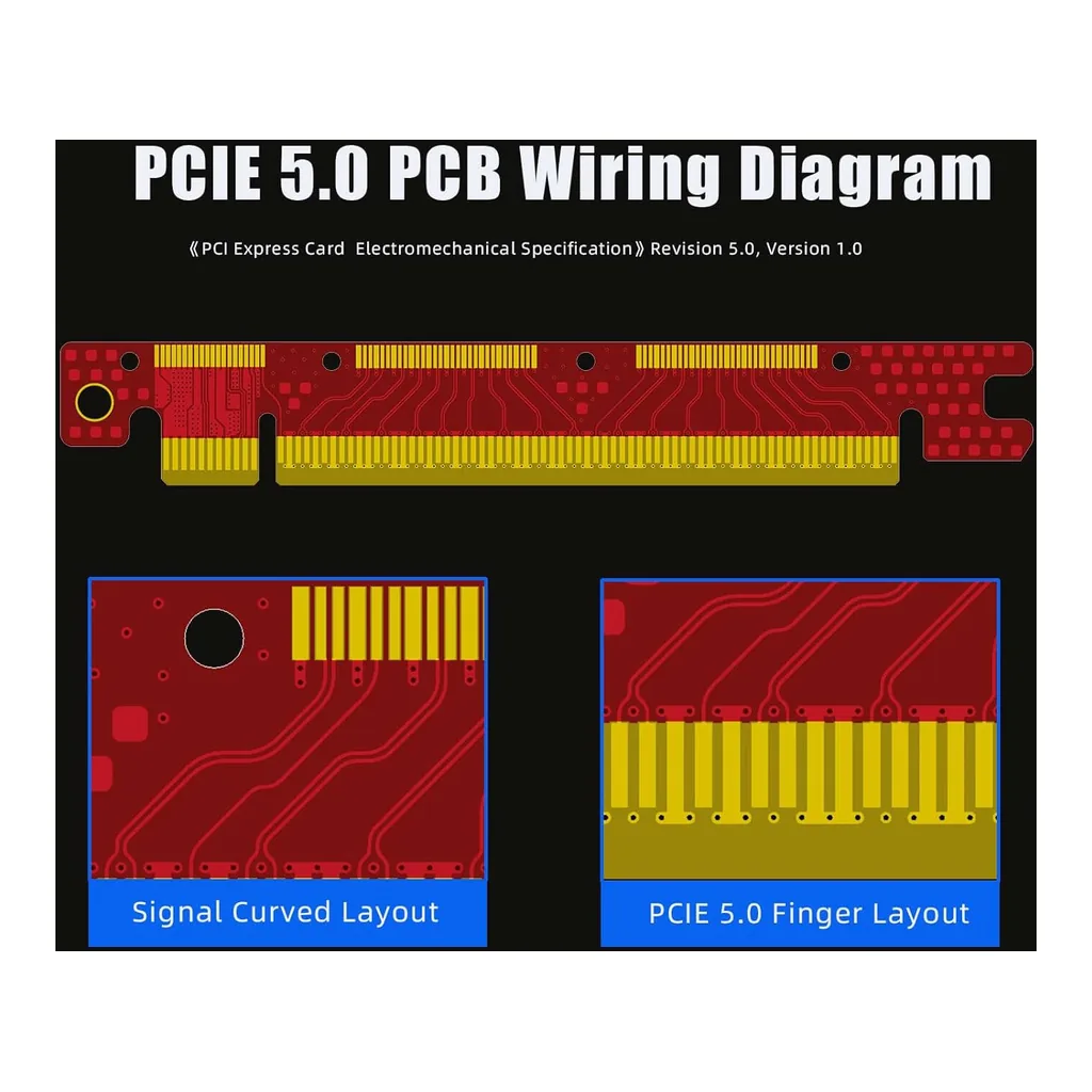GLOTRENDS 200mm PCIe 5.0 Riser Cable, Black | PCIE50-X16-200mm-0090D - Image 3 GLOTRENDS 200mm PCIe 5.0 Riser Cable, Black | PCIE50-X16-200mm-0090D