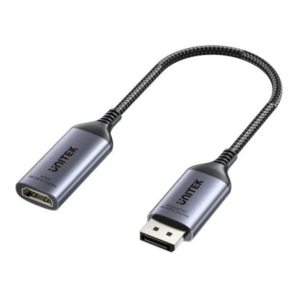 298e75a1119b69c7464d4ebb66dcb894-md.jpg Unitek 8K DisplayPort to HDMI Adapter, up to 7680 x 4320 @ 60Hz Resolution, Plug & Play, Uni-directional, Aluminium Alloy Material, 15cm Cable Length, Space Grey | V1611A01
