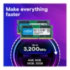 Crucial DDR4-3200 UDIMM Memory, 16GB Capacity, 3200 MHz Clock Speed, PC4-25600, 22 CAS Latency, 1.2 Voltage, Unbuffered, Non-ECC | CT16G4DFRA32A - Image 2 Crucial DDR4-3200 UDIMM Memory, 16GB Capacity, 3200 MHz Clock Speed, PC4-25600, 22 CAS Latency, 1.2 Voltage, Unbuffered, Non-ECC | CT16G4DFRA32A - Image 2