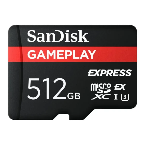 2c52a8c7a0911a5fff99dc538fdb5434-hi.jpg SanDisk GamePLAY microSD Express Card, 512GB Capacity, Works with Nintendo Switch 2, Read up to 880 MB/s, Write up to 650 MB/s, Massive Time-Saver, Black | SDSQXFN-512G-AW6GN