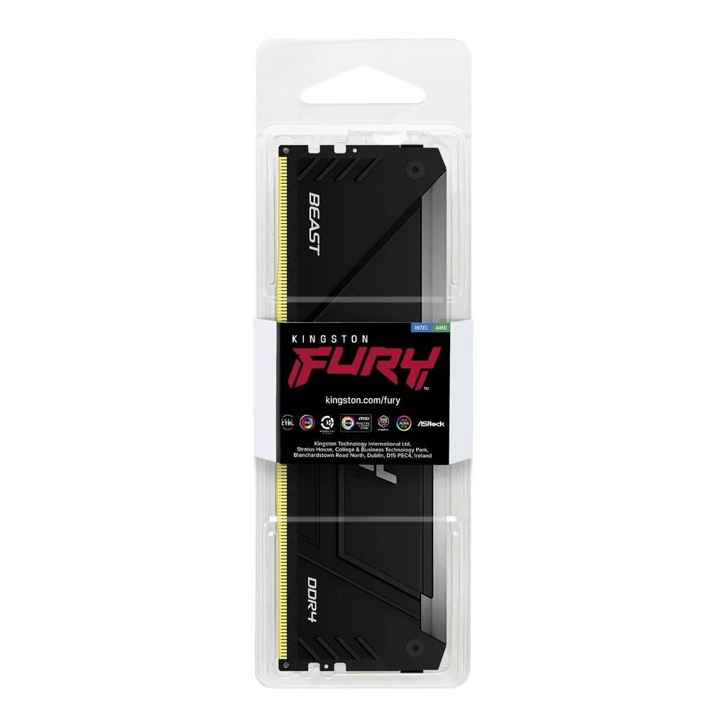 Kingston Fury Beast RGB 16GB DDR4 Single Desktop Memory, 3200MT/s Memory Speed, CL16 CAS Latency, 288-Pin Kit, AMD Ryzen Ready, Intel XMP Certified, Black | KF432C16BB2A/16 - Image 3 Kingston Fury Beast RGB 16GB DDR4 Single Desktop Memory, 3200MT/s Memory Speed, CL16 CAS Latency, 288-Pin Kit, AMD Ryzen Ready, Intel XMP Certified, Black | KF432C16BB2A/16 - Image 3