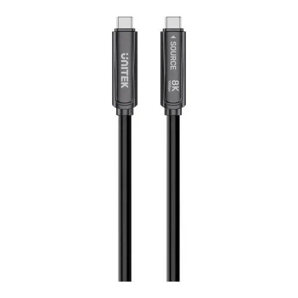 2d3215a77ab015a250072bf995eef7d3-hi.jpg UNITEK 8K Fiber Optic USB-C Cable, 15M Cable Length, 10Gbps Data Transfer, 8K@30Hz Video, 60W Power Delivery, Full-Featured USB-C Cable, TPE Anti-Tangle Jacket, Black | C14178ABK01-15M